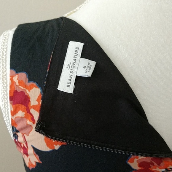 SOLD*L.L. Bean Signature Poplin Dress Black Floral - Picture 7 of 8